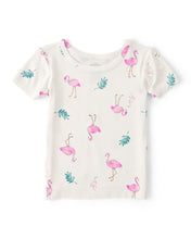 Cargar imagen en el visor de la galería, Flamingo PurelySoft Short-Sleeve Snug Fit 2-Piece Pajama Set - Ivory
