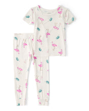 Cargar imagen en el visor de la galería, Flamingo PurelySoft Short-Sleeve Snug Fit 2-Piece Pajama Set - Ivory
