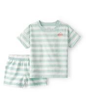 Cargar imagen en el visor de la galería, 2-Piece Shark Striped Top &amp; Short Set - Blue/Ivory
