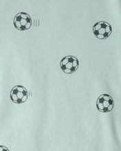 Cargar imagen en el visor de la galería, Soccer Dino 100% Cotton Short-Sleeve Snug Fit 4-Piece Pajama Set - Green
