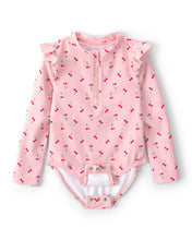 Cargar imagen en el visor de la galería, Cherry Long-Sleeve 1-Piece Rashguard Swimsuit - Pink
