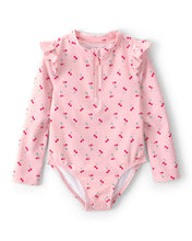 Cargar imagen en el visor de la galería, Cherry Long-Sleeve 1-Piece Rashguard Swimsuit - Pink
