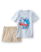 Cargar imagen en el visor de la galería, 2-Piece Shark Top &amp; Short Set - Blue/Beige
