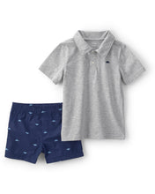 Cargar imagen en el visor de la galería, 2-Piece Dinosaur Polo &amp; Short Set - Grey/Navy
