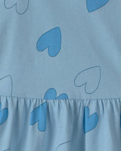 Cargar imagen en el visor de la galería, Heart Short-Sleeve Dress - Blue
