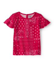Cargar imagen en el visor de la galería, Bandana Ruffle-Sleeve Top - Red
