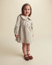 Cargar imagen en el visor de la galería, Floral Collared Corduroy Long-Sleeve Dress - Cream
