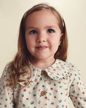 Cargar imagen en el visor de la galería, Floral Collared Corduroy Long-Sleeve Dress - Cream
