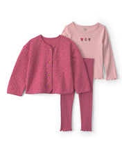 Cargar imagen en el visor de la galería, 3-Piece Floral Long-Sleeve Layering Set - Pink/Red
