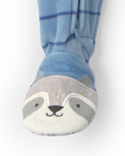 Cargar imagen en el visor de la galería, 1-Piece Striped Raccoon DreamPlush Snug Fit Footed Pajama - Blue
