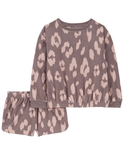 2-Piece Leopard Fleece Pajamas