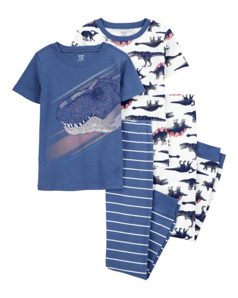4-Piece Dinosaur Cotton Pajamas