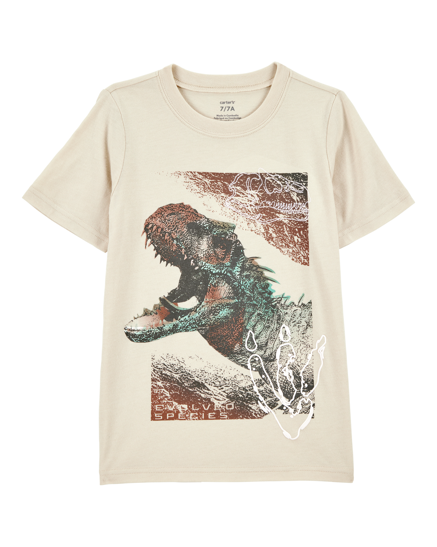 Dinosaur Woven Short-Sleeve Tee - Cream