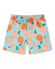 Cargar imagen en el visor de la galería, Orange Print Swim Trunks

