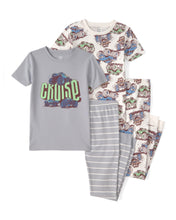 Cargar imagen en el visor de la galería, Monster Truck 100% Cotton Snug Fit 4-Piece Pajama Set - Grey
