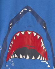 Cargar imagen en el visor de la galería, Shark 100% Cotton Short-Sleeve Snug Fit 4-Piece Pajama Set - Blue

