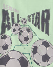 Cargar imagen en el visor de la galería, Soccer 100% Cotton Short-Sleeve Snug Fit 4-Piece Pajama Set - Green/Grey
