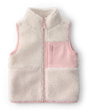 Cargar imagen en el visor de la galería, Toddler Girl Teddy Fleece Vest - Cream/Pink
