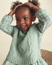 Cargar imagen en el visor de la galería, Toddler Girl 2-Piece Plaid Sweater Vest Top Set - Green
