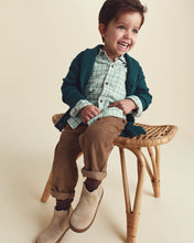 Cargar imagen en el visor de la galería, Toddler Boy Plaid Flannel Button-Down Shirt - Green/White
