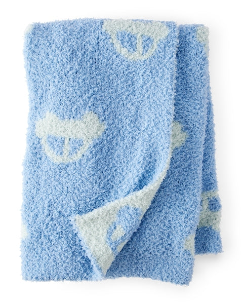 Car Print Plush Blanket - Blue