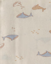 Cargar imagen en el visor de la galería, Paquete de 4 mantas receptoras de ballenas en azul y crema
