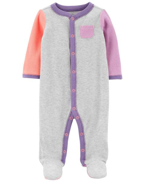 Pijama Mameluco de algodón con broches y bloques de color