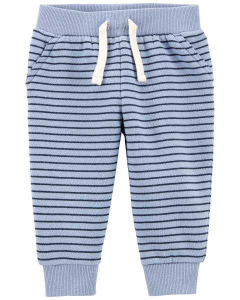 Pantalones Pantalones de tela polar con rayas y cintura elástica