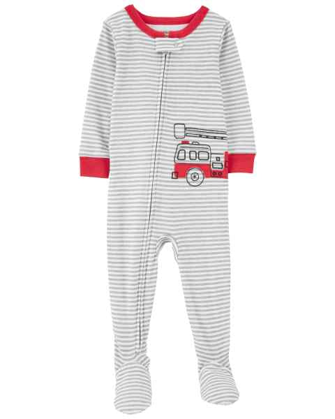 1-Piece Footed Fire Truck Pajamas