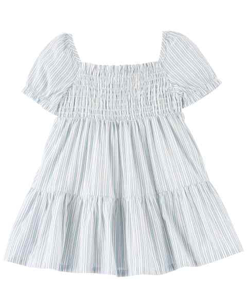 Tiered Puff-Sleeve Cotton Dress