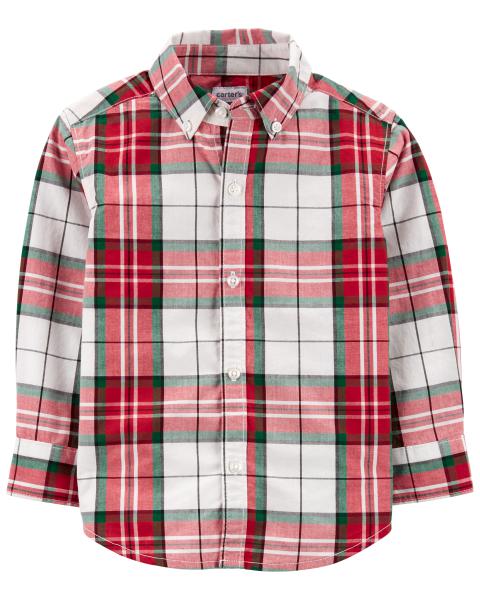 Plaid Twill Button-Front Shirt