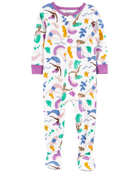 Carters Toddler Girl 1-Piece Purple Mermaid Footed Pajamas