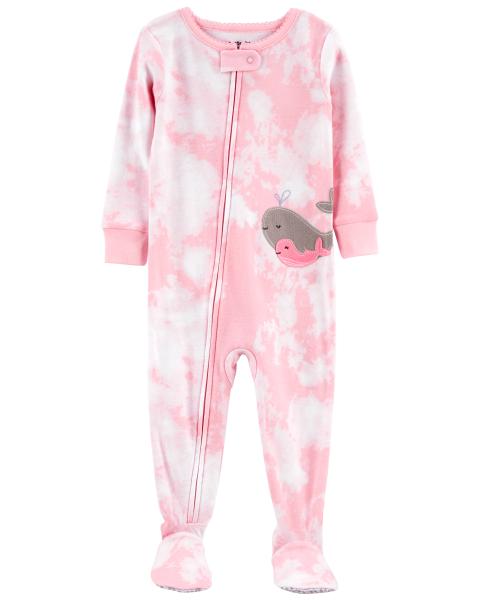 Carters Toddler Girl 1-Piece Pink Tie-Dye  Footed Pajamas