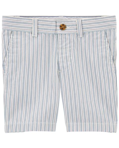 Striped Flat-Front Shorts
