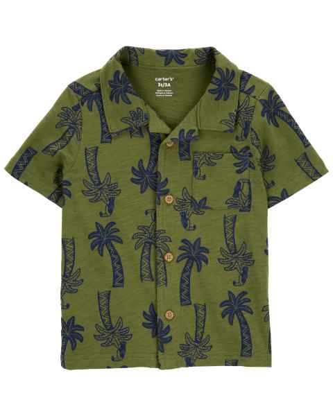 Green Tropical Button Down Shirt
