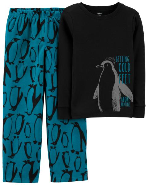2-Piece Penguin Cotton & Fleece PJs