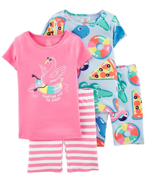 Pijama de 4 piezas con estampado de Flamingo