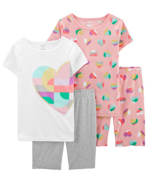 Pijama de 4 piezas con corazones