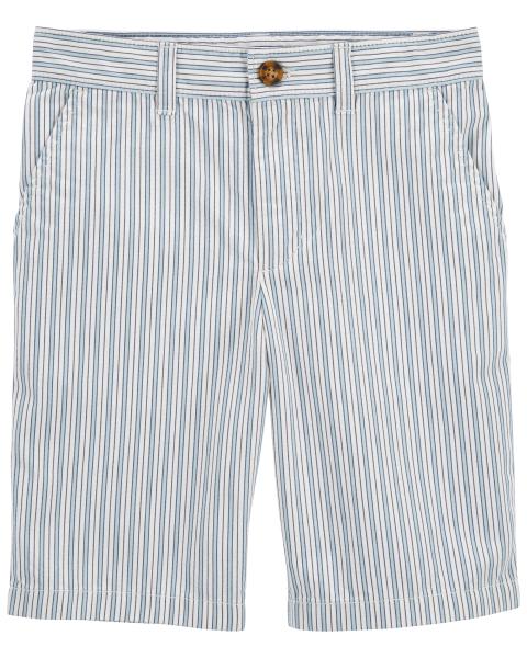 Striped Flat-Front Shorts